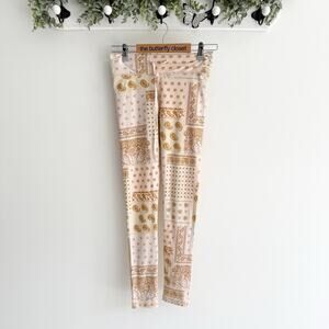 The Upside Leggings Bandana Print Pink Tan Drawstring Stretch Size 6 74128